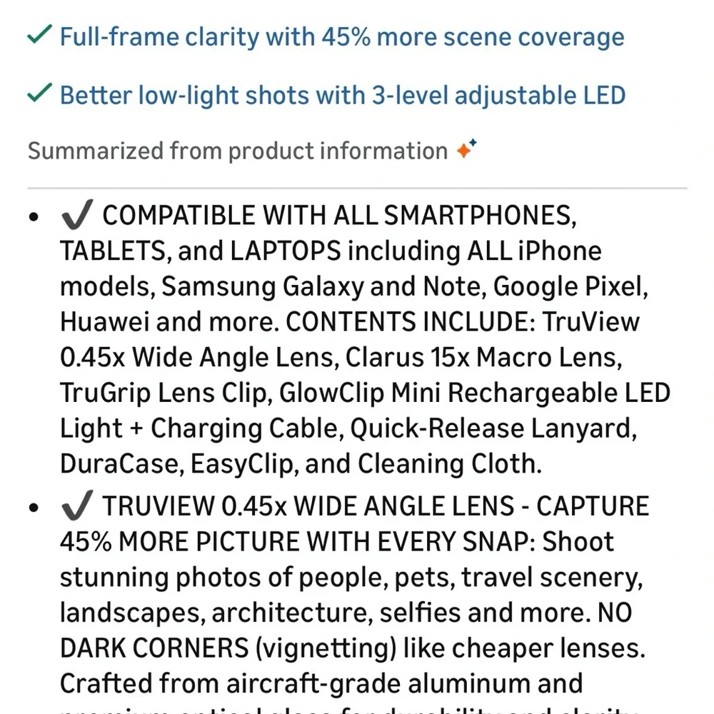 XENVO Clarus 15x Macro Lens - Black- compatible with all Smartphones